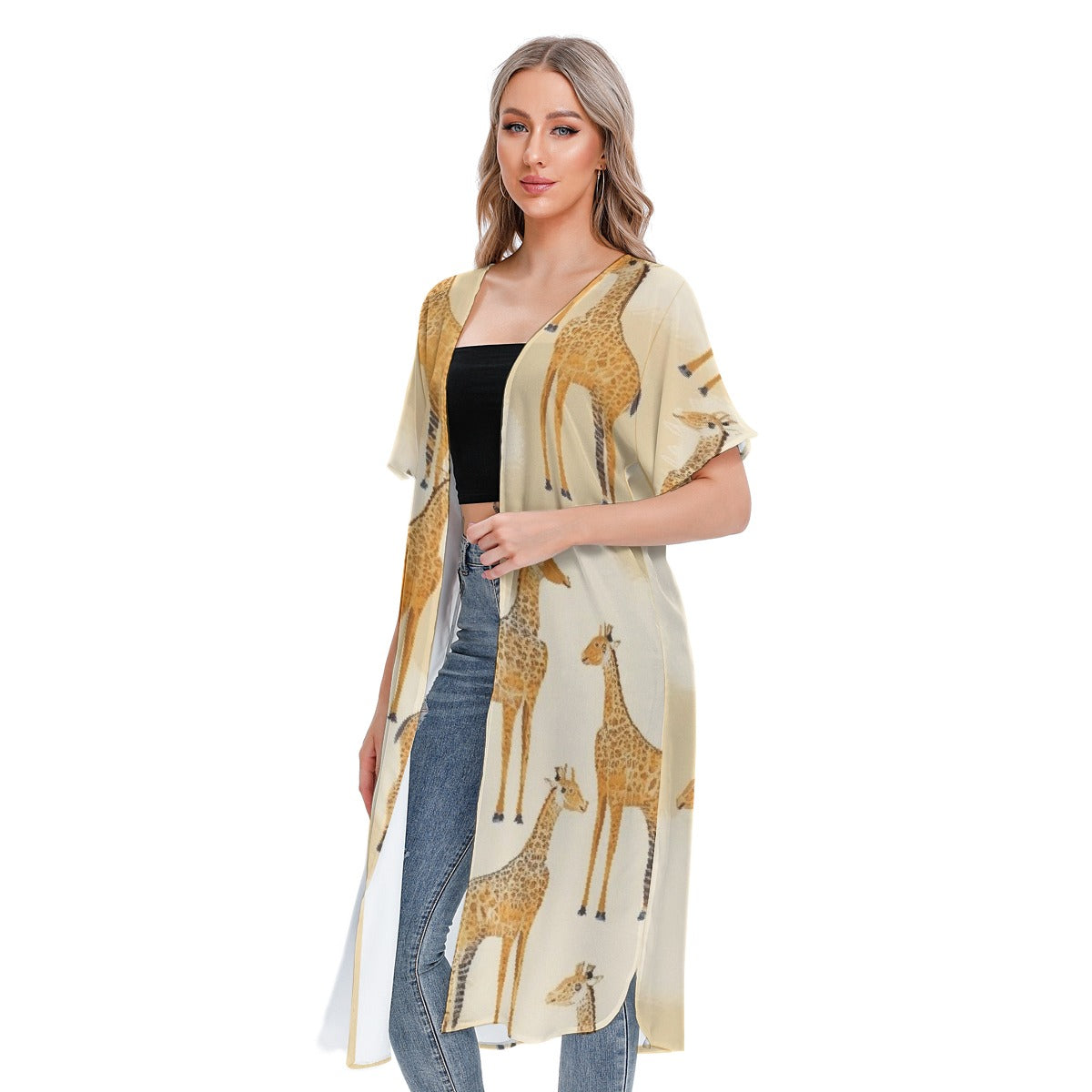 All-Over Print Women's Short Sleeve Cardigan