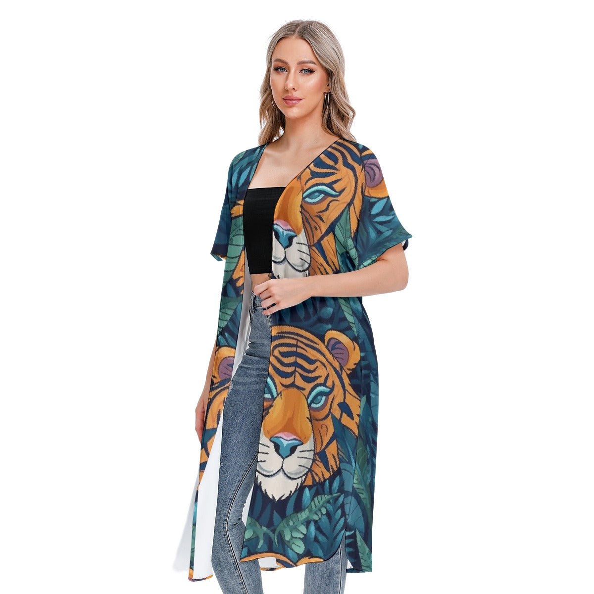 All-Over Print Women's Short Sleeve Cardigan