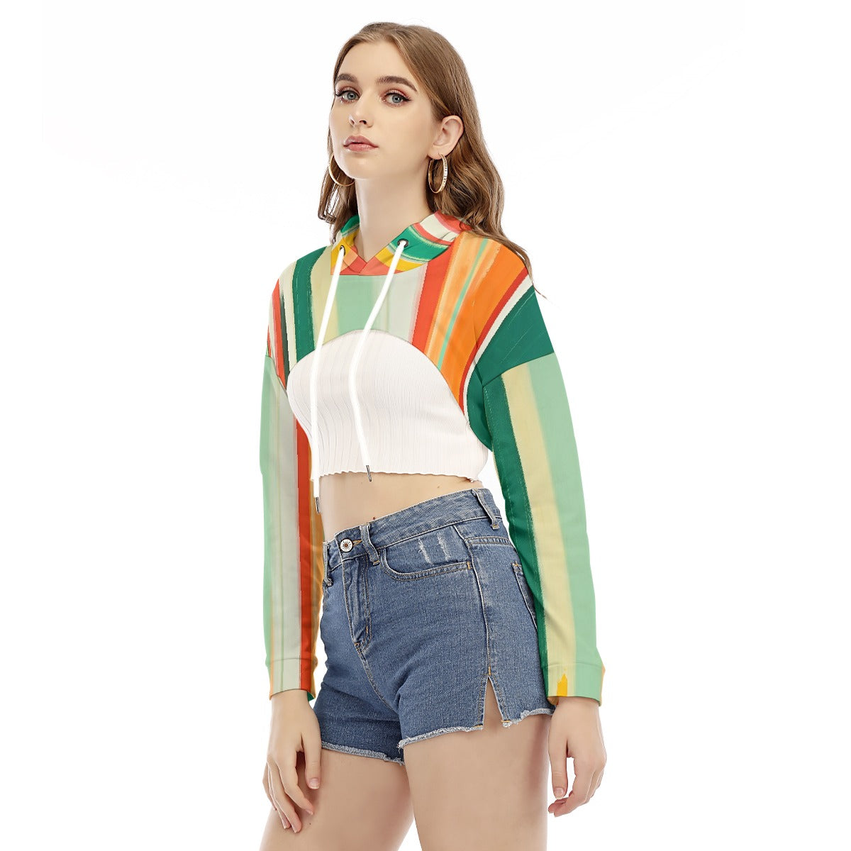 All-Over Print Women's Smock Short Hoodie With Long Sleeve