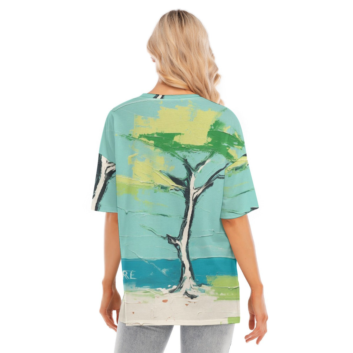 All-Over Print Women's Short Sleeves T-shirt With Hem Split