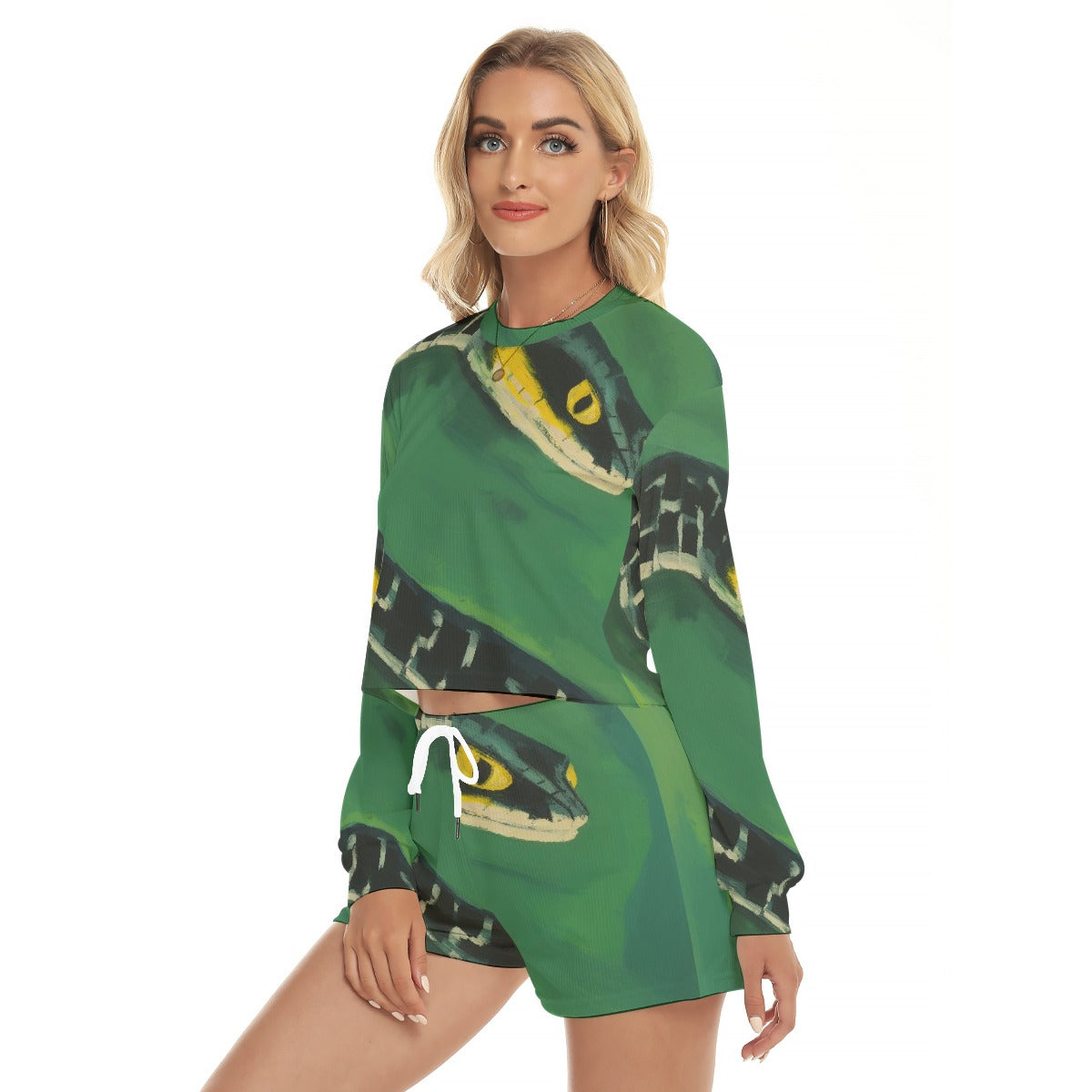 All-Over Print Women's Short Sweatshirt And Pants Suit