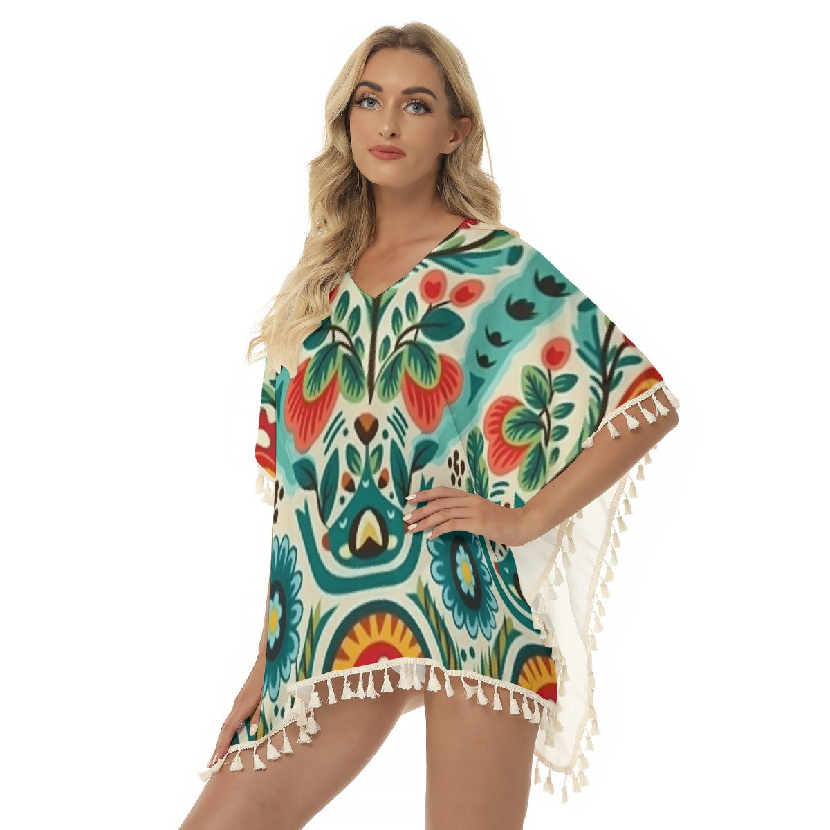 All-Over Print Women's Square Fringed Shawl