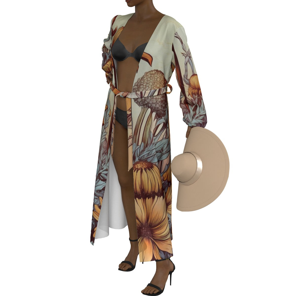 All-Over Print Women's Lace-up Chiffon Robe