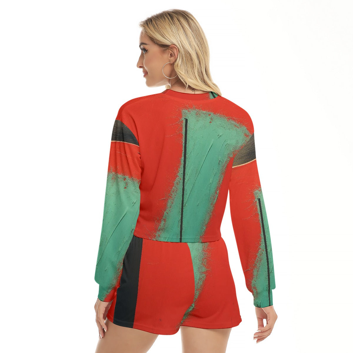 All-Over Print Women's Short Sweatshirt And Pants Suit