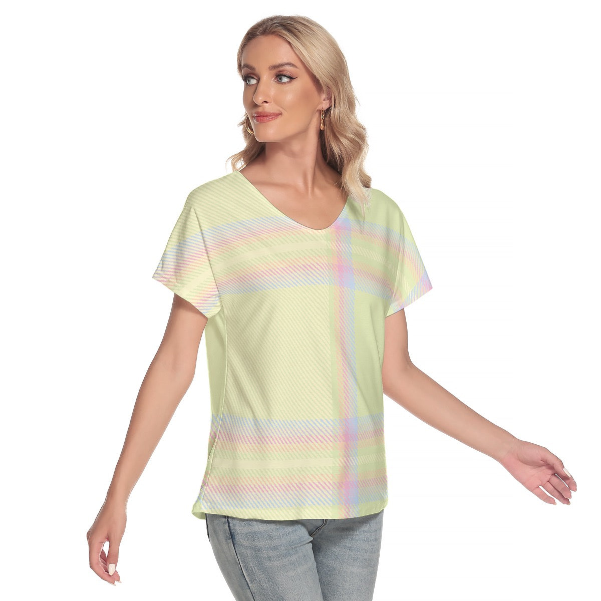 All-Over Print Women's Loose V-neck Short Sleeve T-shirt