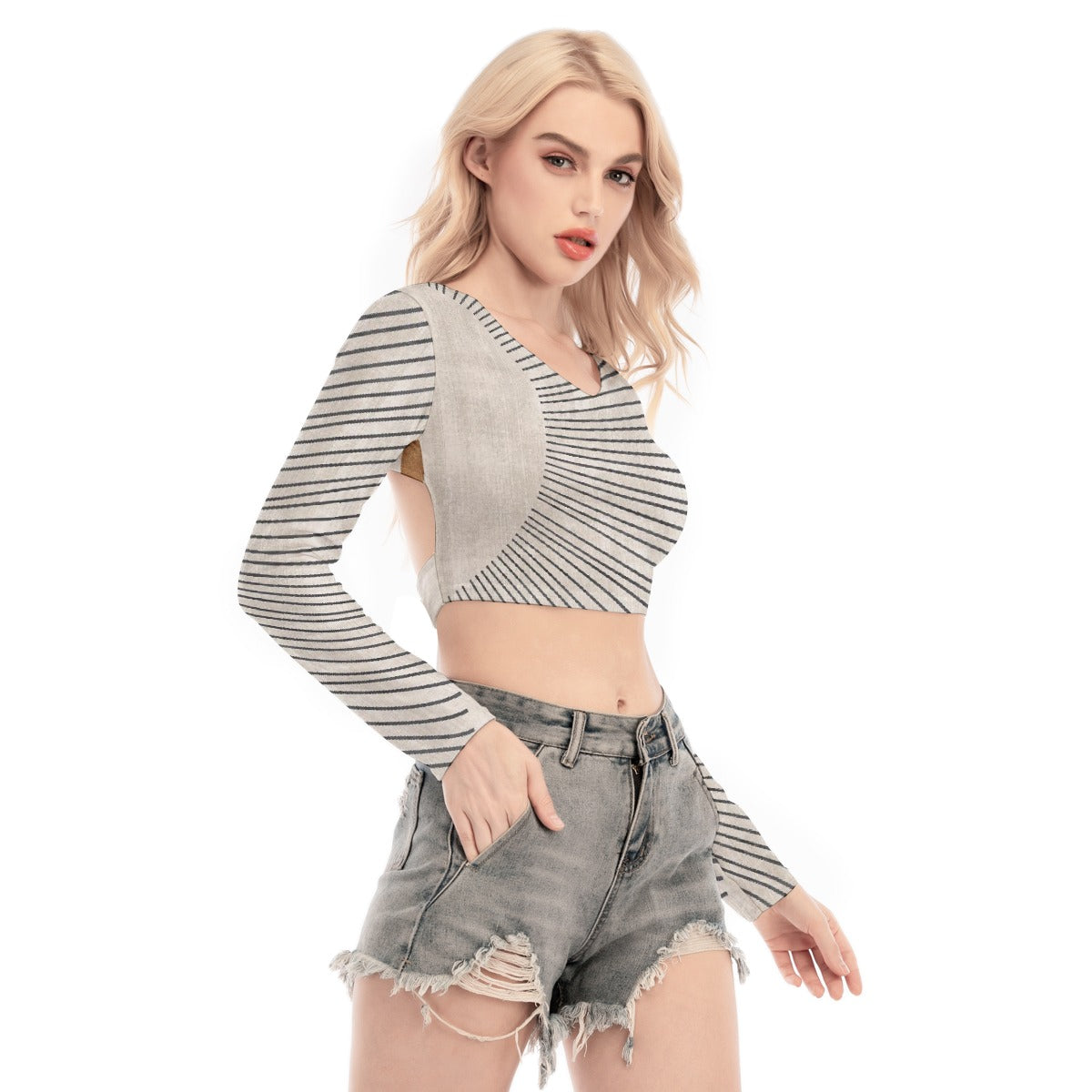 All-Over Print Women's Back Hollow T-shirt With Strap