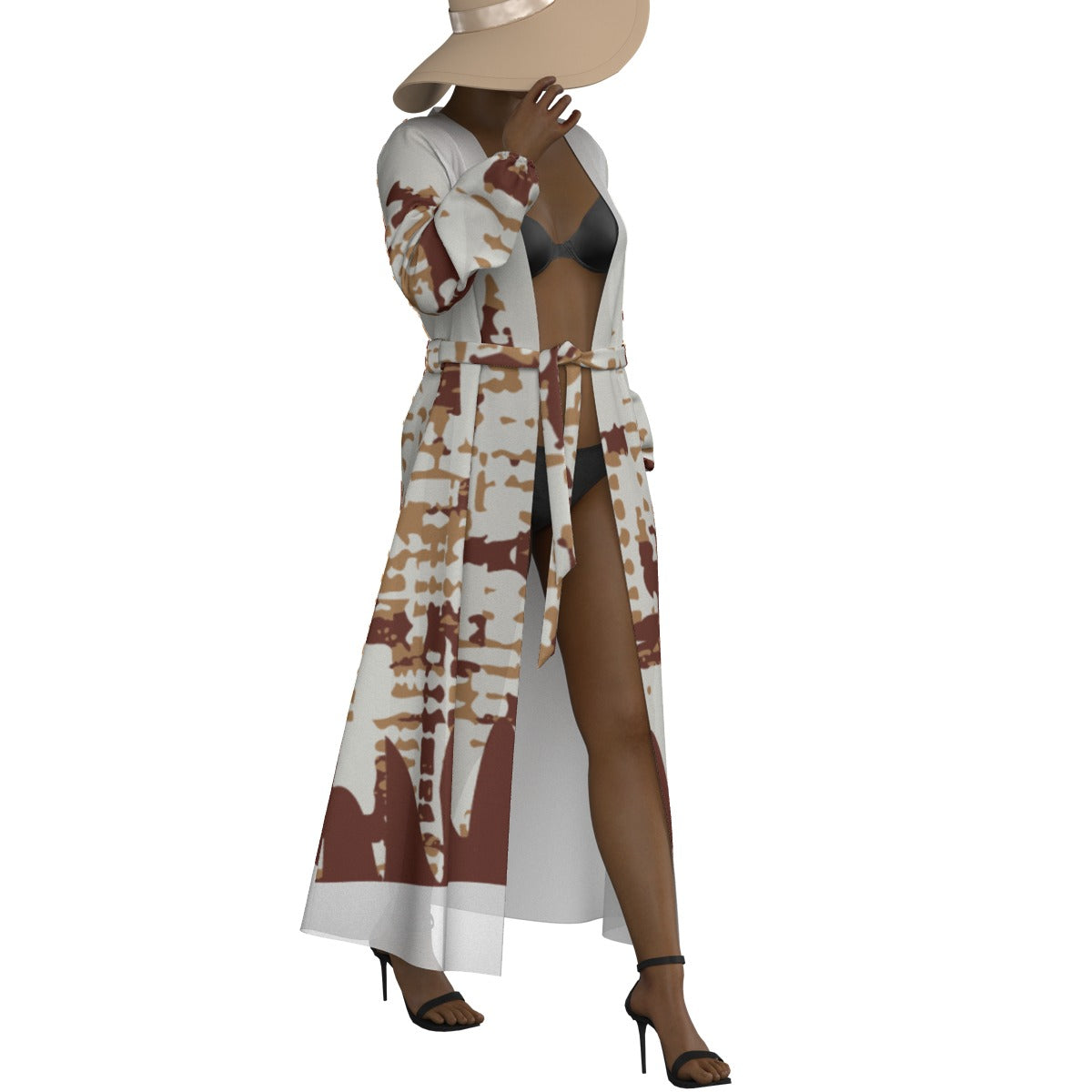 All-Over Print Women's Lace-up Chiffon Robe