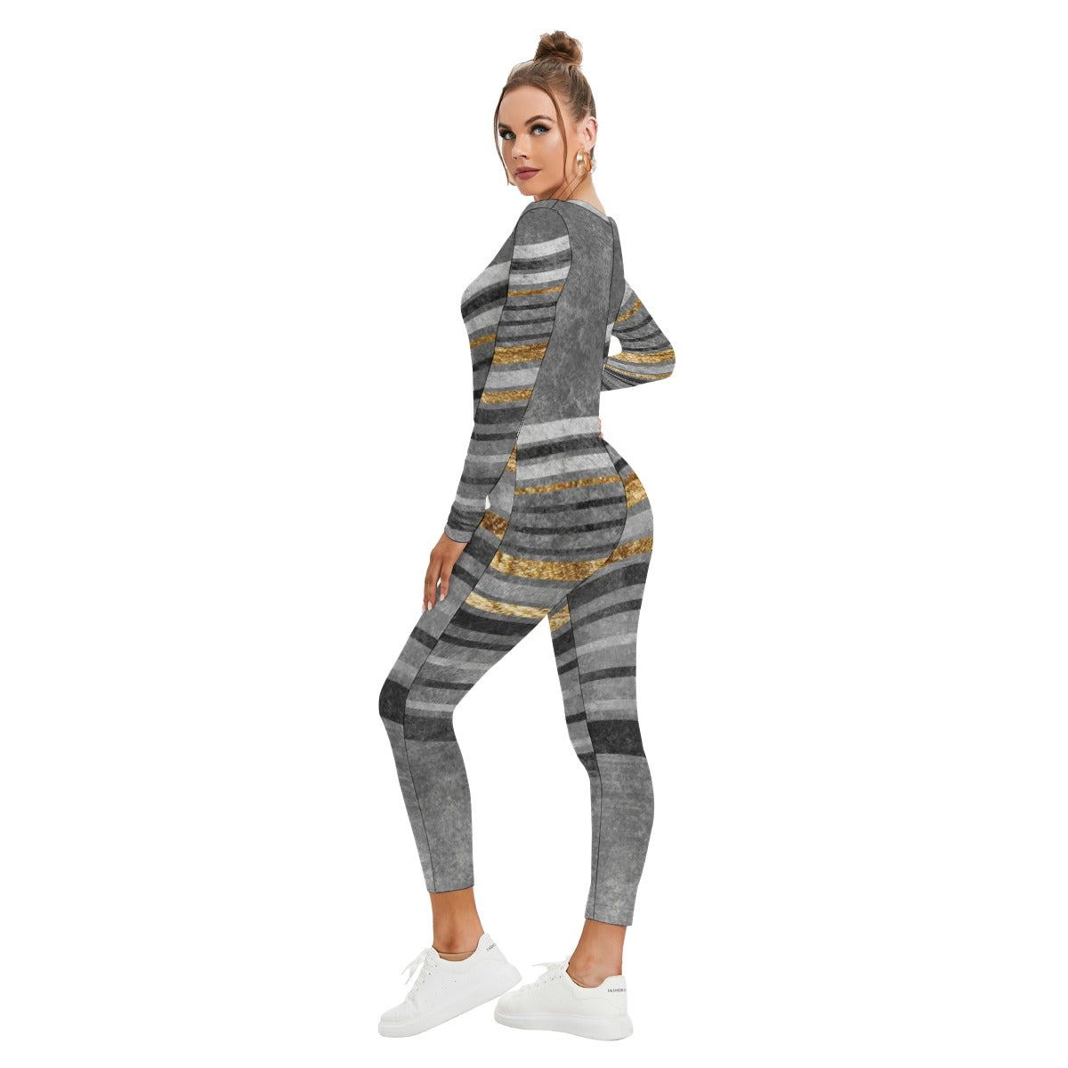 All-Over Print Women's Plunging Neck Jumpsuit