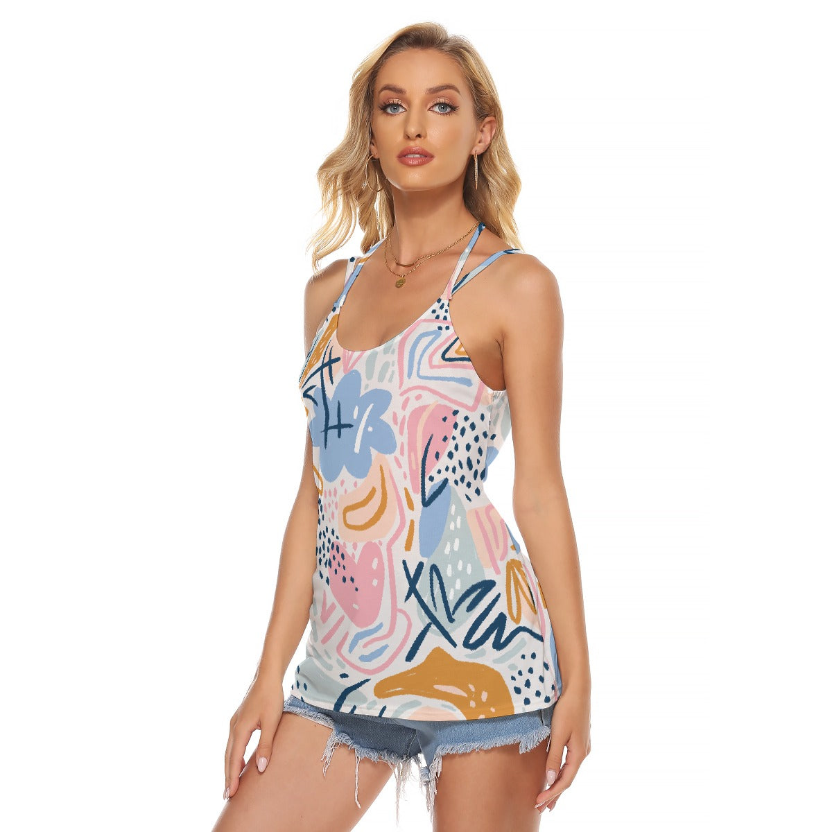 All-Over Print Women's Halter Top With Backless
