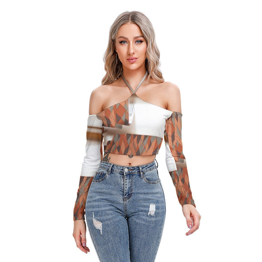 All-Over Print Women's Halter Lace-up Top