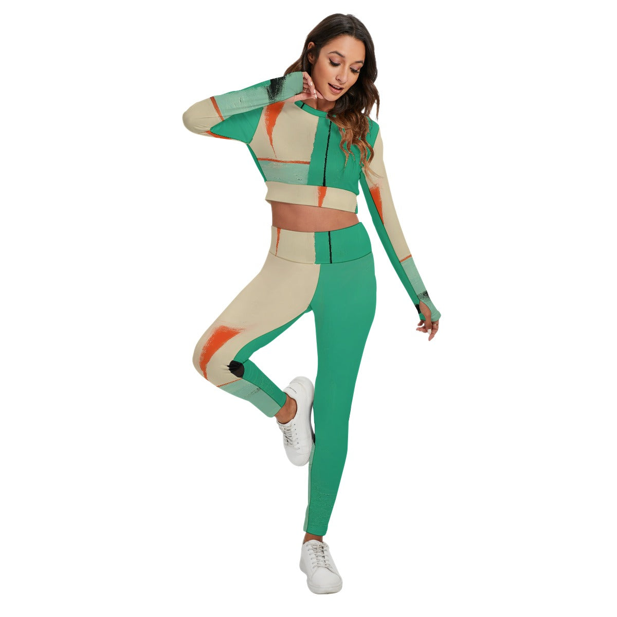 All-Over Print Women's Sport Set With Backless Top And Leggings