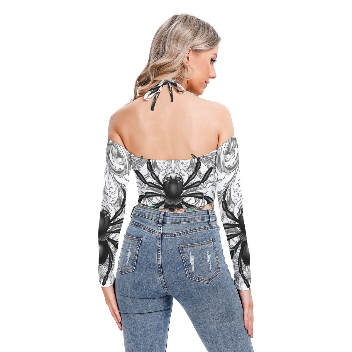 All-Over Print Women's Halter Lace-up Top