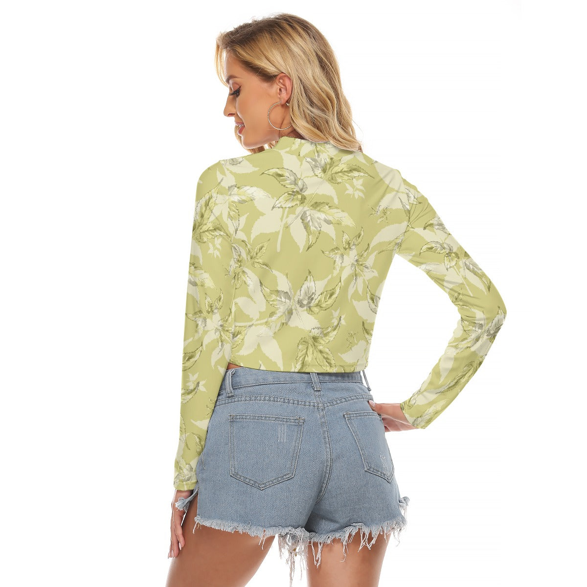 All-Over Print Women's Hollow Chest Keyhole Tight Crop Top