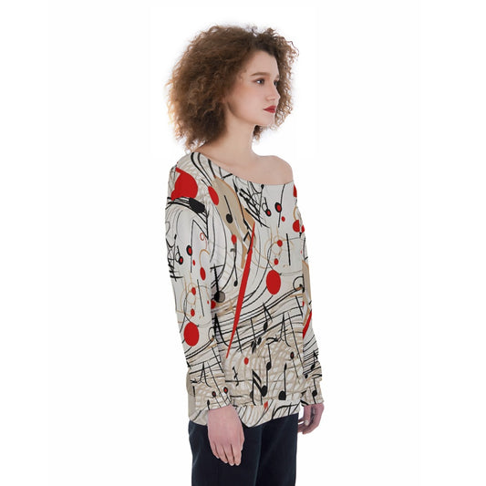 All-Over Print Oversized Women's Off-Shoulder Sweatshirt