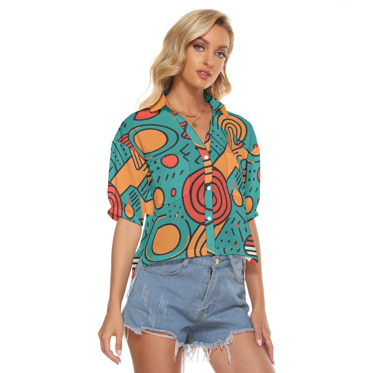 All-Over Print Women's V-neck Shirts