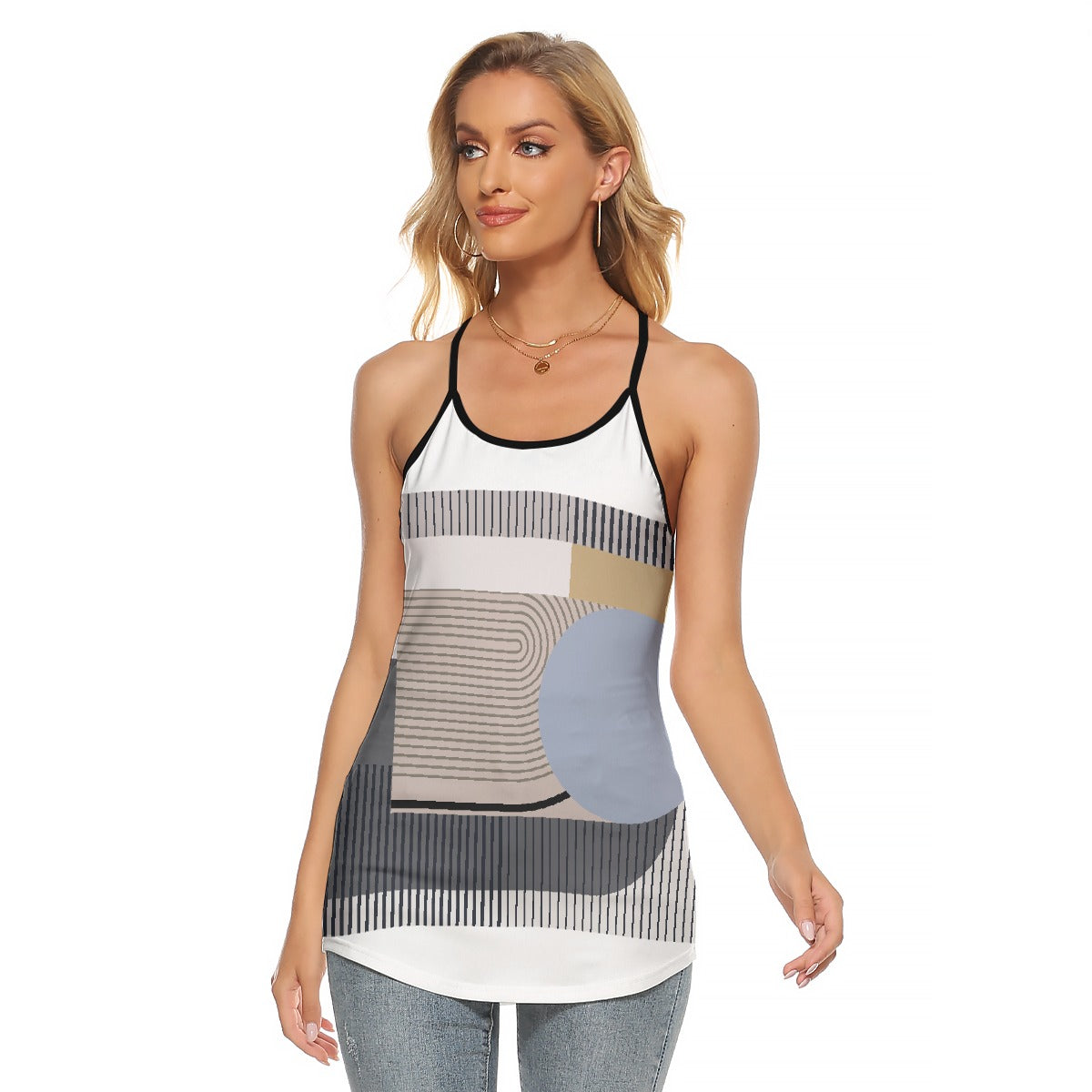 All-Over Print Women's Criss-Cross Open Back Tank Top