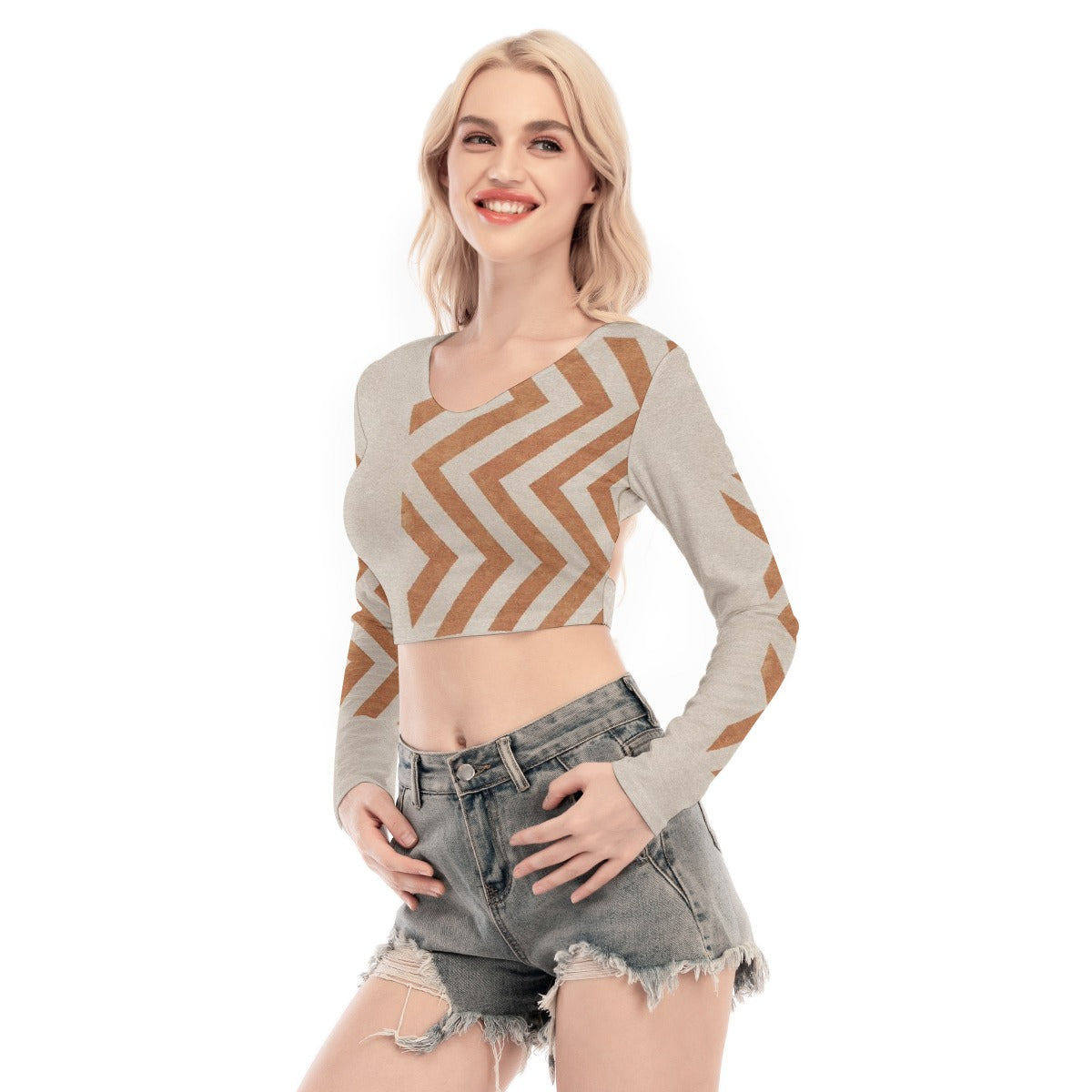 All-Over Print Women's Back Hollow T-shirt With Strap