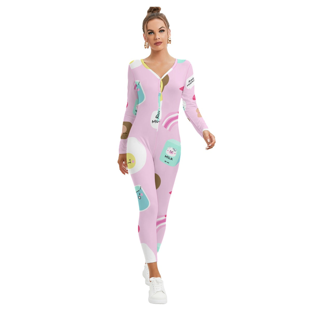 All-Over Print Women's Plunging Neck Jumpsuit