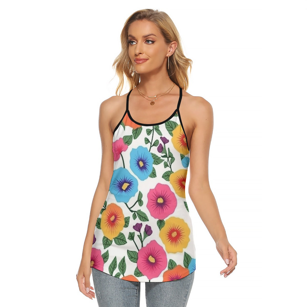 All-Over Print Women's Criss-Cross Open Back Tank Top