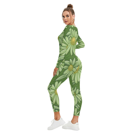 All-Over Print Women's Plunging Neck Jumpsuit