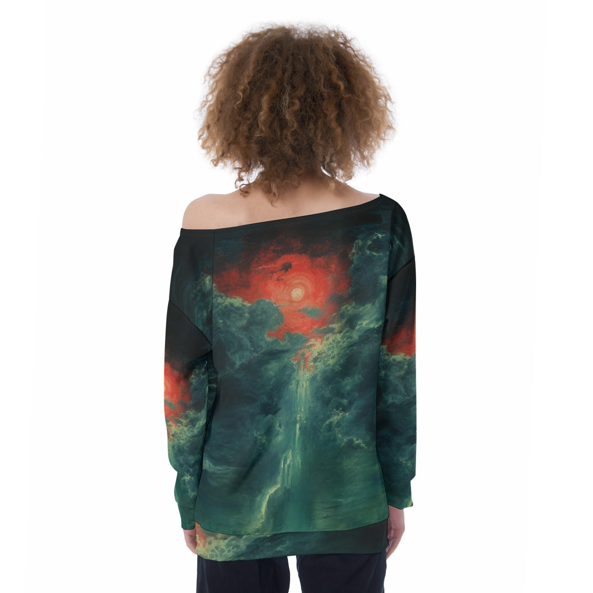 All-Over Print Oversized Women's Off-Shoulder Sweatshirt