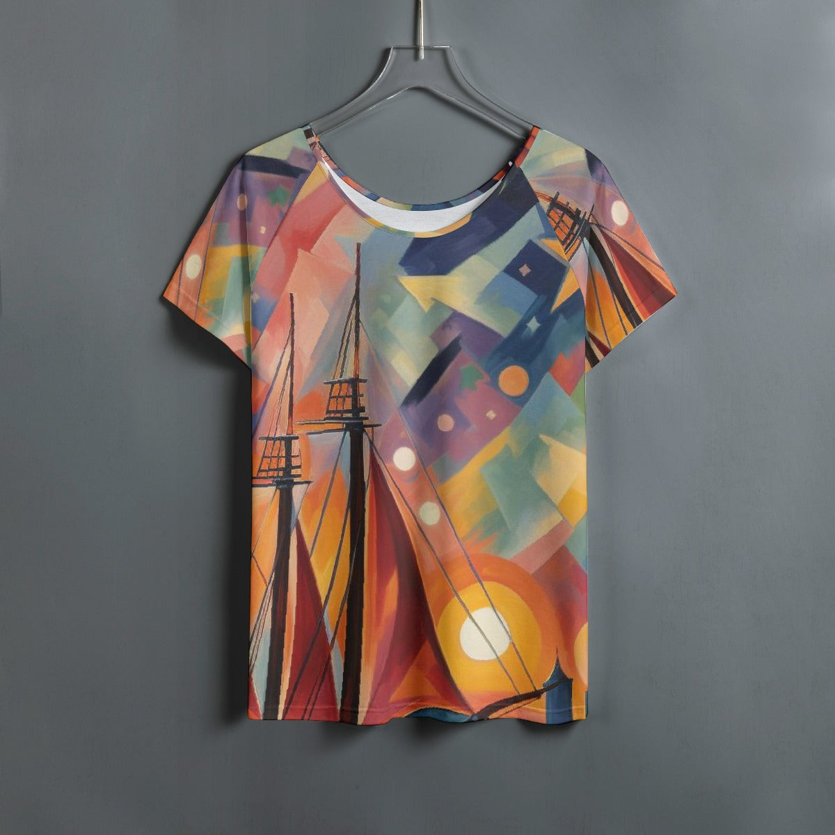 All-Over Print Women's Round Neck T-shirt With Raglan Sleeve