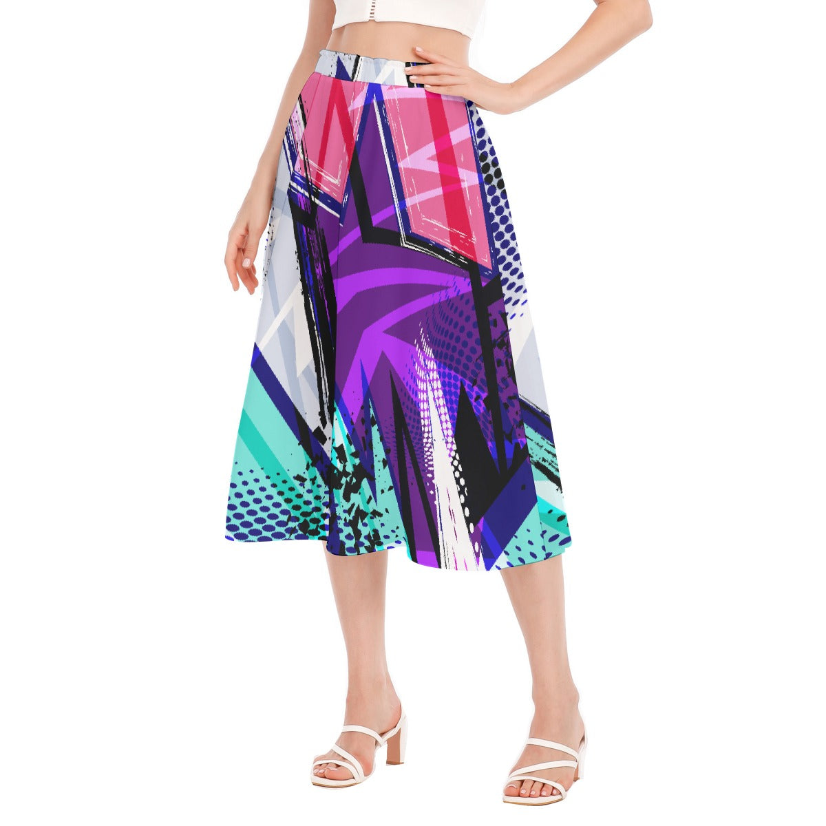 All-Over Print Women's Long Section Chiffon Skirt
