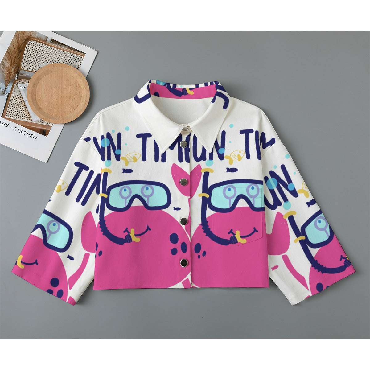 All-Over Print Women's Cropped Jacket | 245GSM Cotton