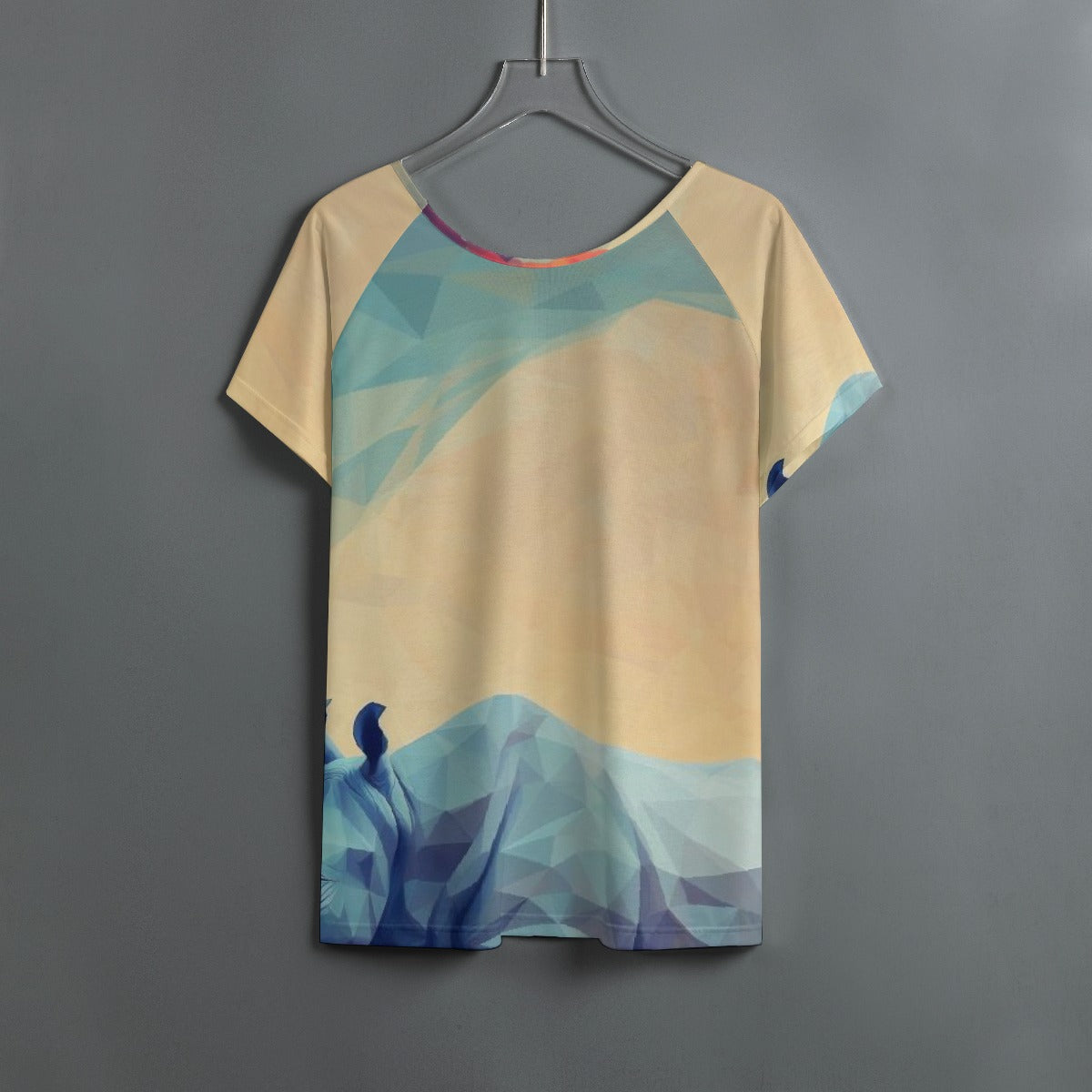 All-Over Print Women's Round Neck T-shirt With Raglan Sleeve