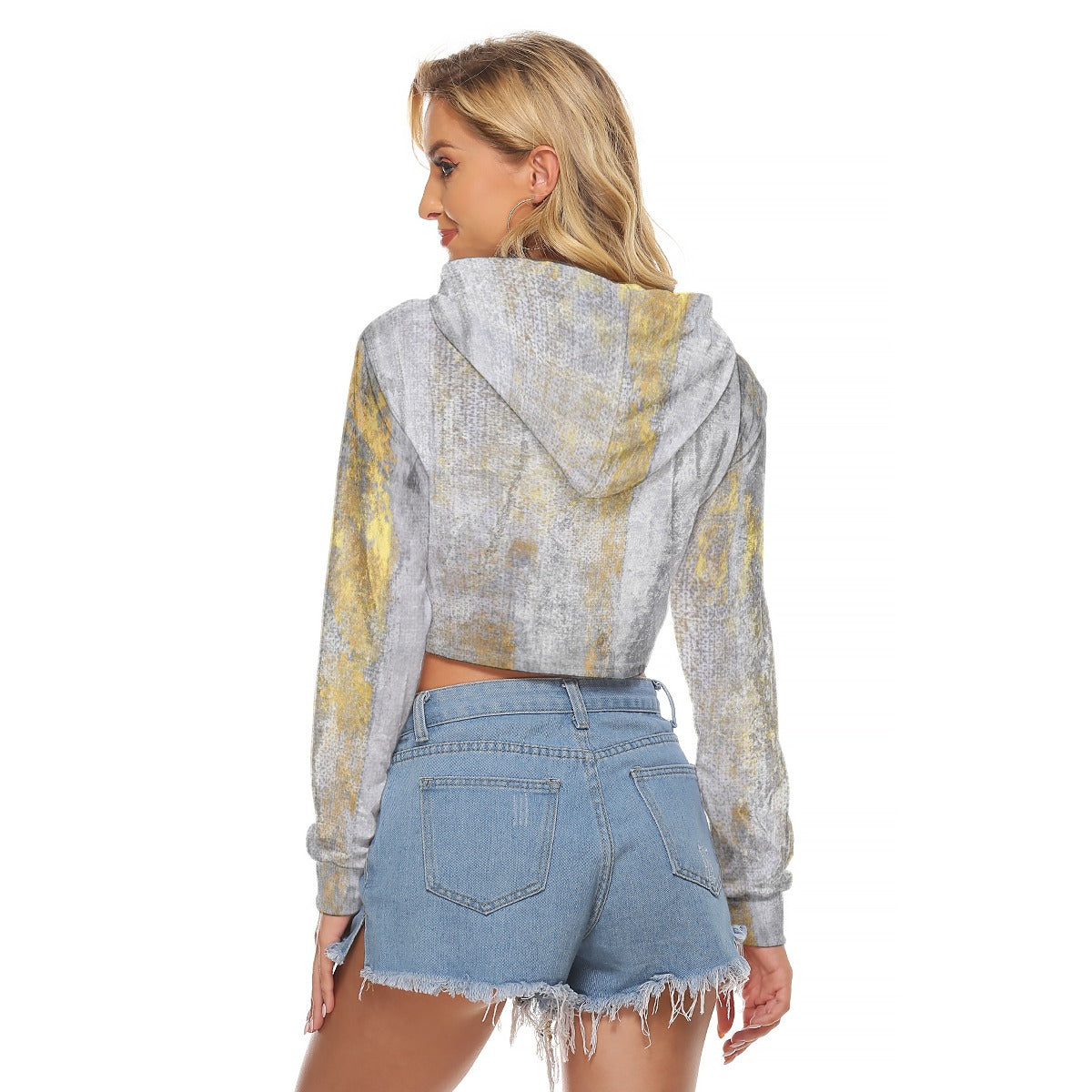 All-Over Print Women's Crop Top Hoodie|Velvet