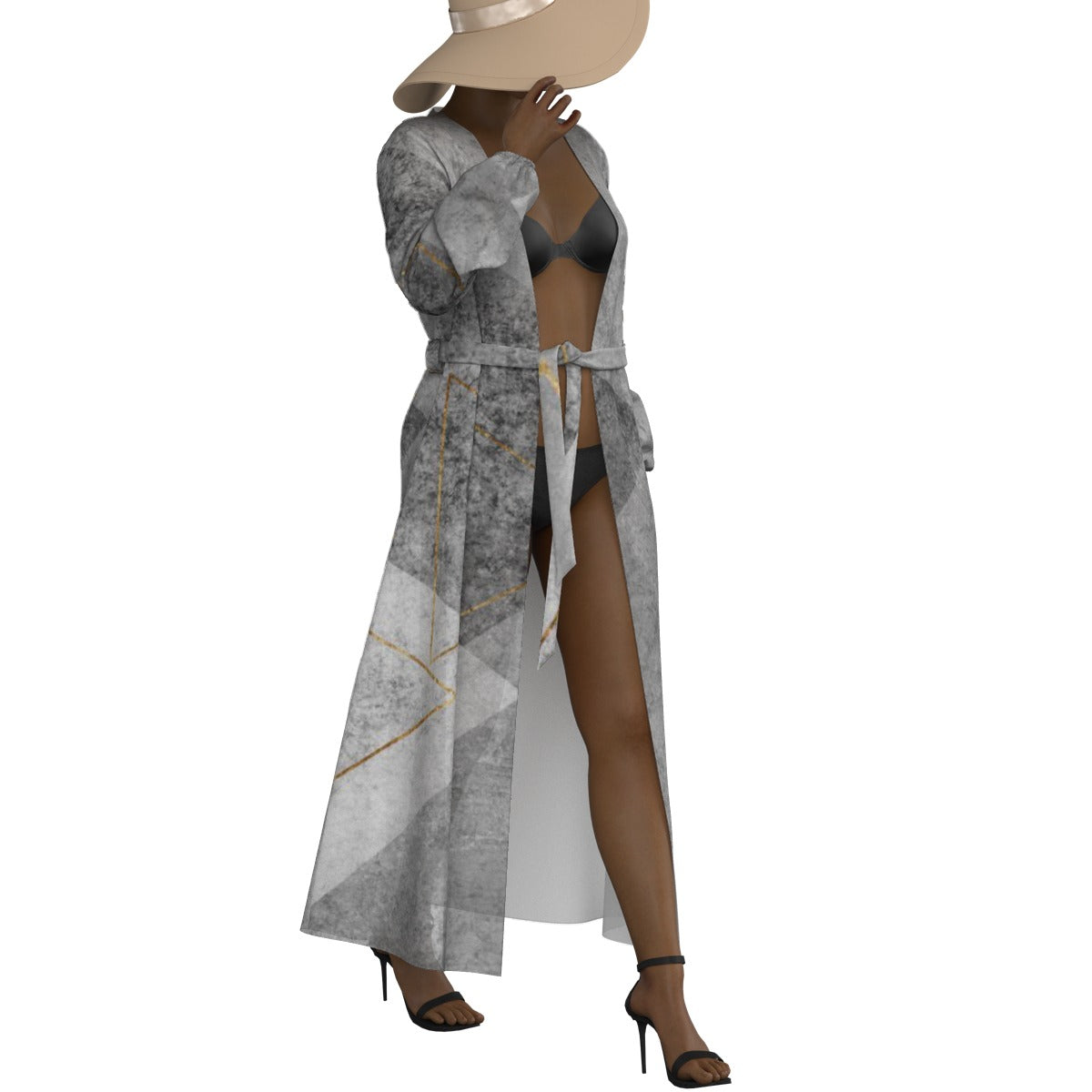 All-Over Print Women's Lace-up Chiffon Robe