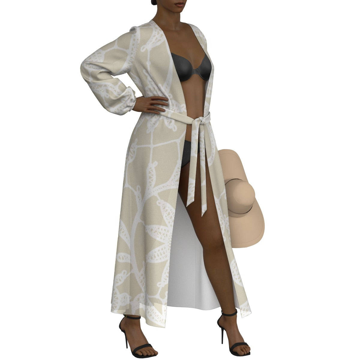 All-Over Print Women's Lace-up Chiffon Robe