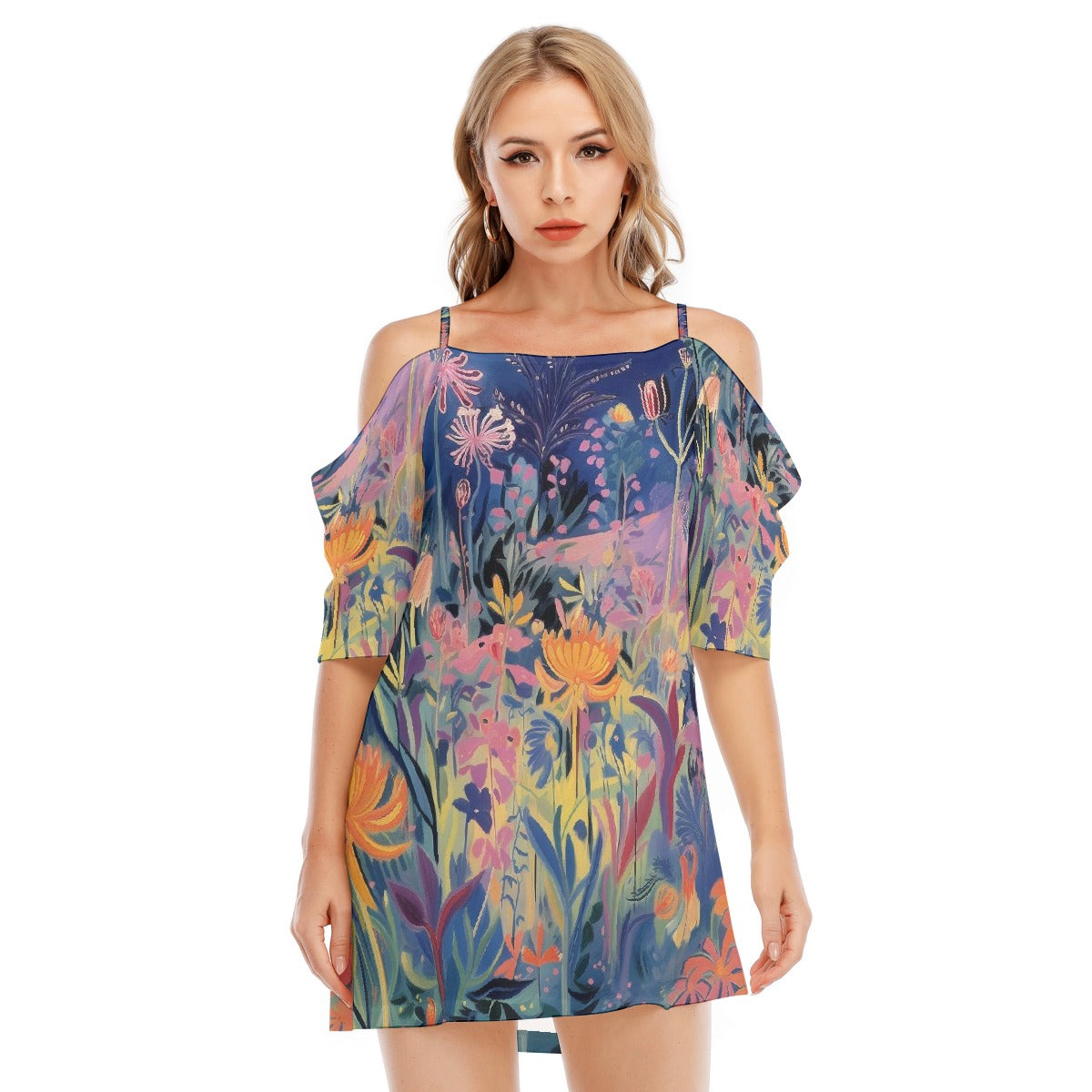All-Over Print Women's Off-shoulder Cami Dress