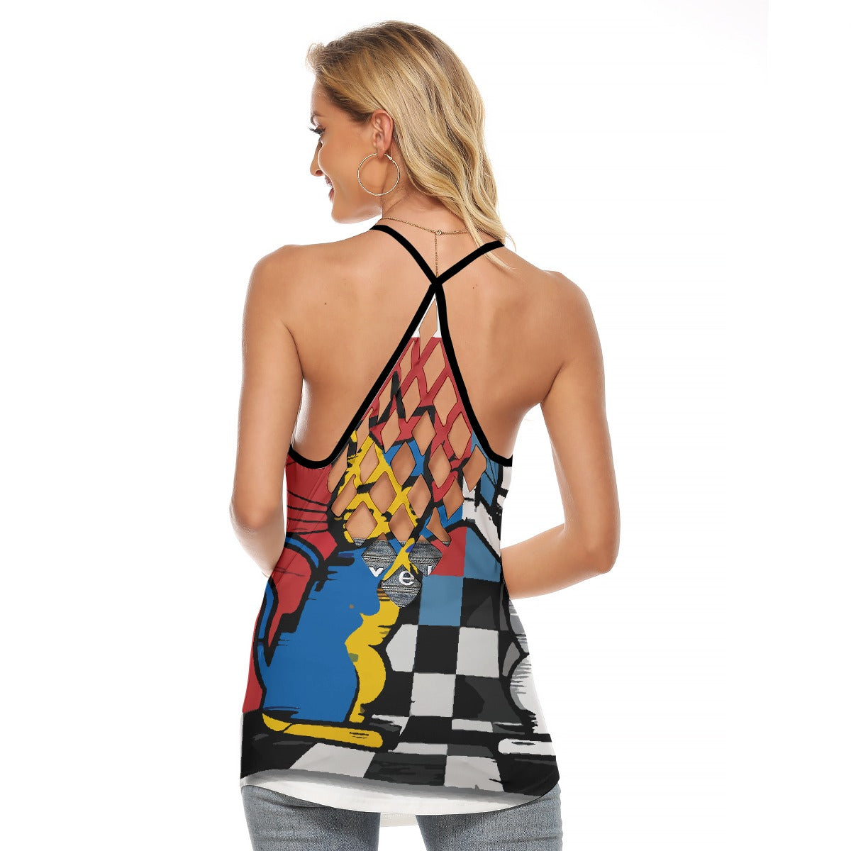 All-Over Print Women's Criss-Cross Open Back Tank Top
