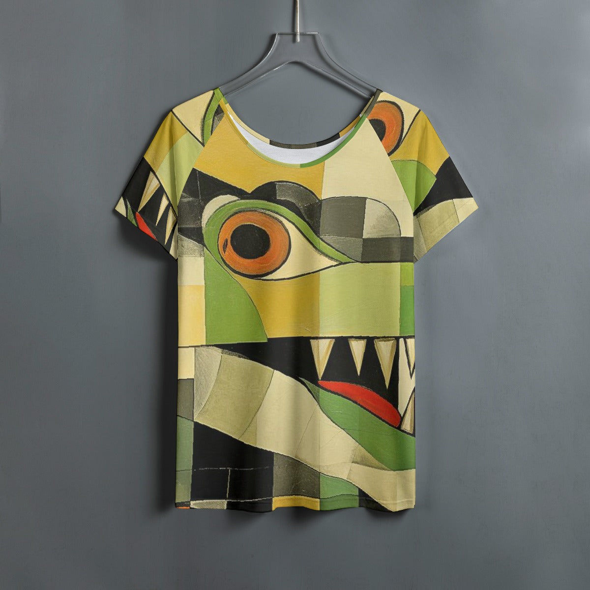 All-Over Print Women's Round Neck T-shirt With Raglan Sleeve