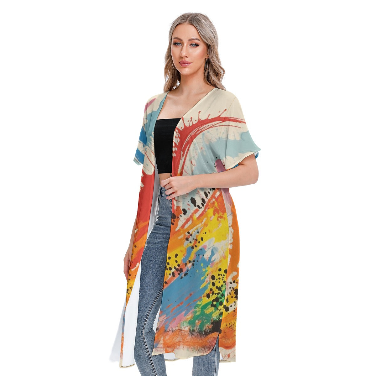 All-Over Print Women's Short Sleeve Cardigan