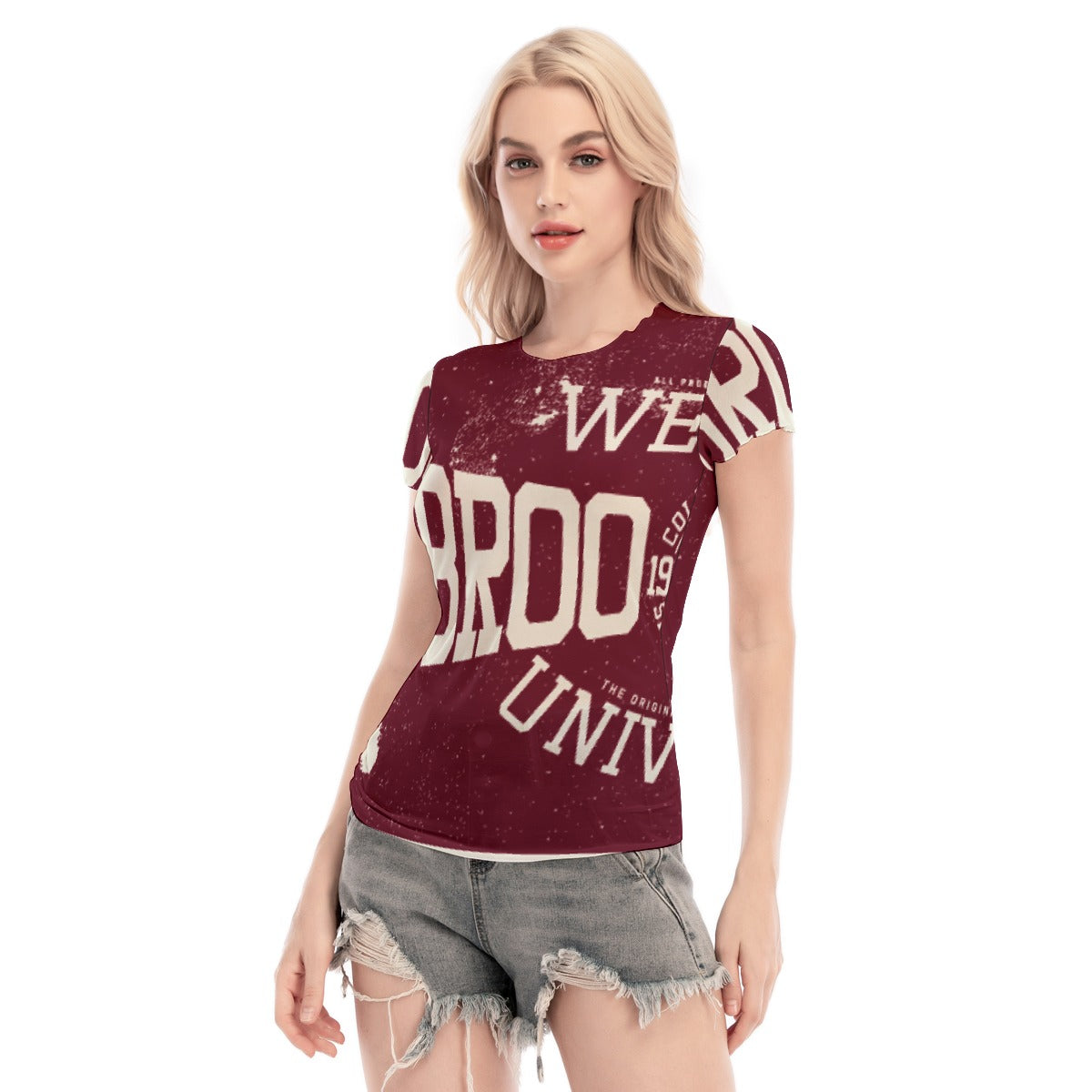 All-Over Print Women's Short Sleeve Mesh Blouse