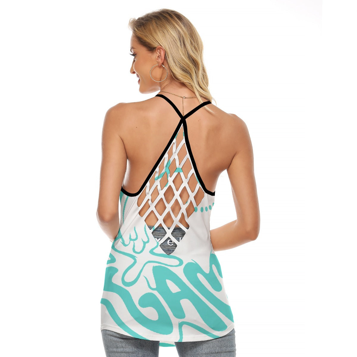 All-Over Print Women's Criss-Cross Open Back Tank Top