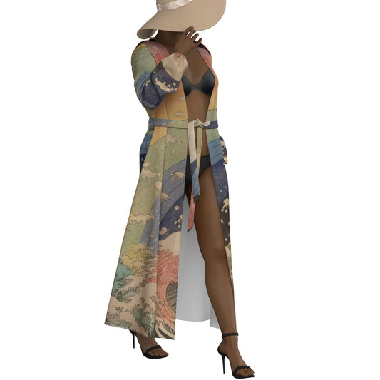 All-Over Print Women's Lace-up Chiffon Robe