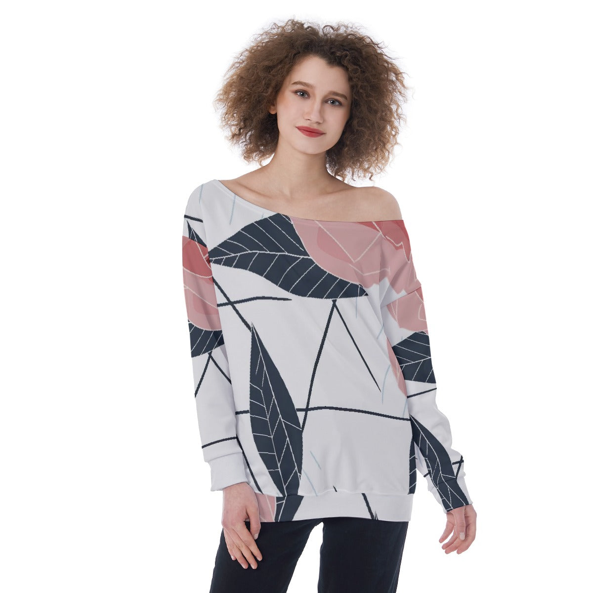 All-Over Print Oversized Women's Off-Shoulder Sweatshirt