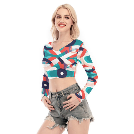 All-Over Print Women's Back Hollow T-shirt With Strap