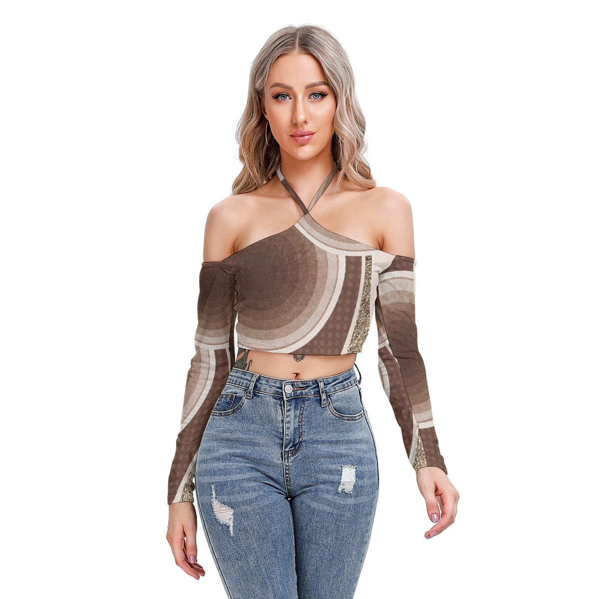 All-Over Print Women's Halter Lace-up Top