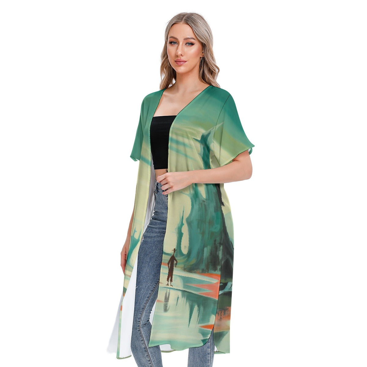 All-Over Print Women's Short Sleeve Cardigan