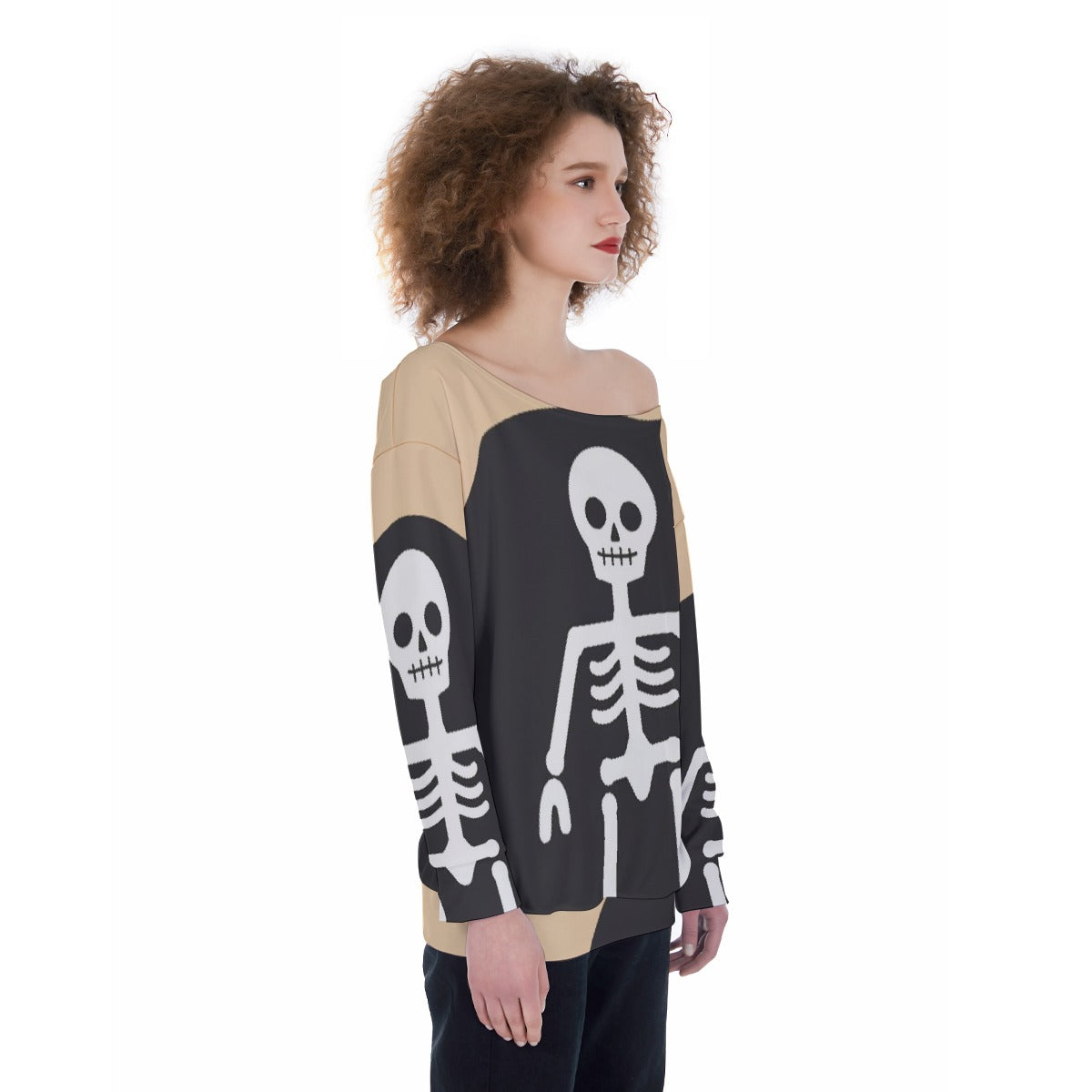 All-Over Print Oversized Women's Off-Shoulder Sweatshirt