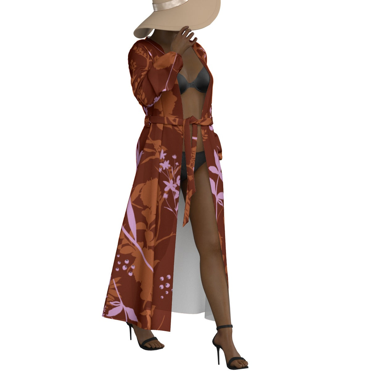 All-Over Print Women's Lace-up Chiffon Robe