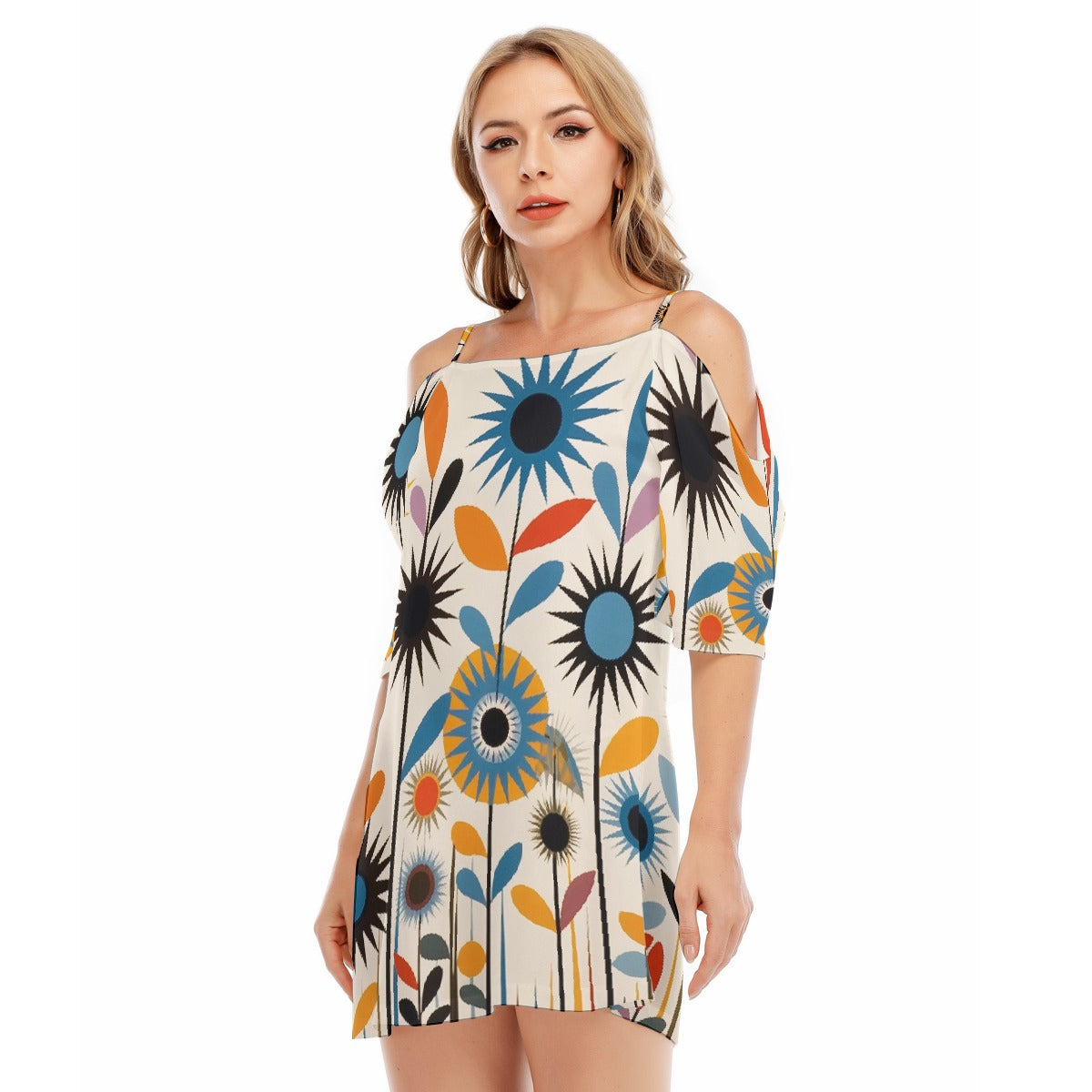 All-Over Print Women's Off-shoulder Cami Dress