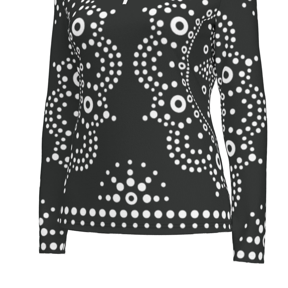 All-Over Print Women's Sports Collar Jersey With Long Sleeve