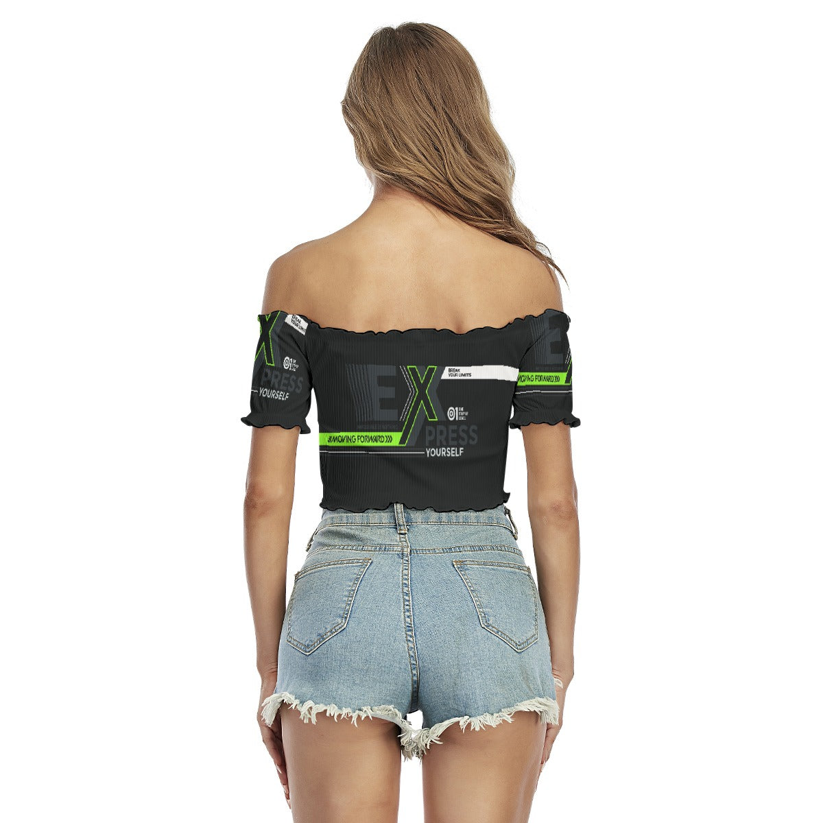 All-Over Print Women's One-shoulder Off-the-navel Short Sleeve T-shirt