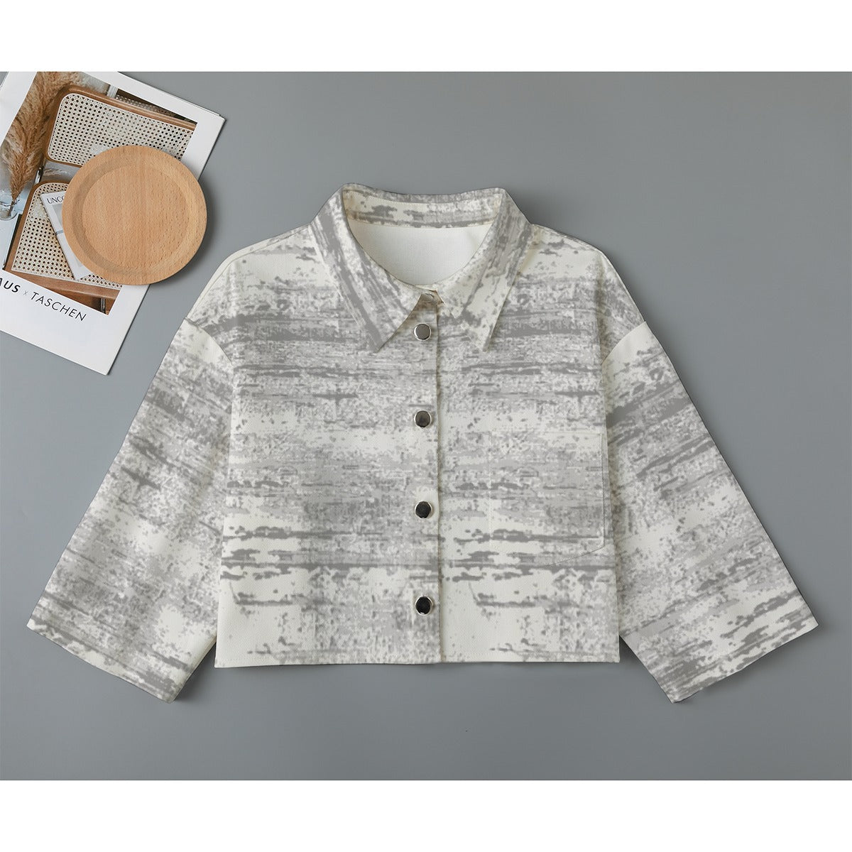 All-Over Print Women's Cropped Jacket | 245GSM Cotton