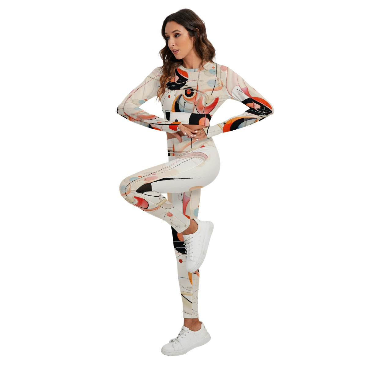 All-Over Print Women's Sport Set With Backless Top And Leggings